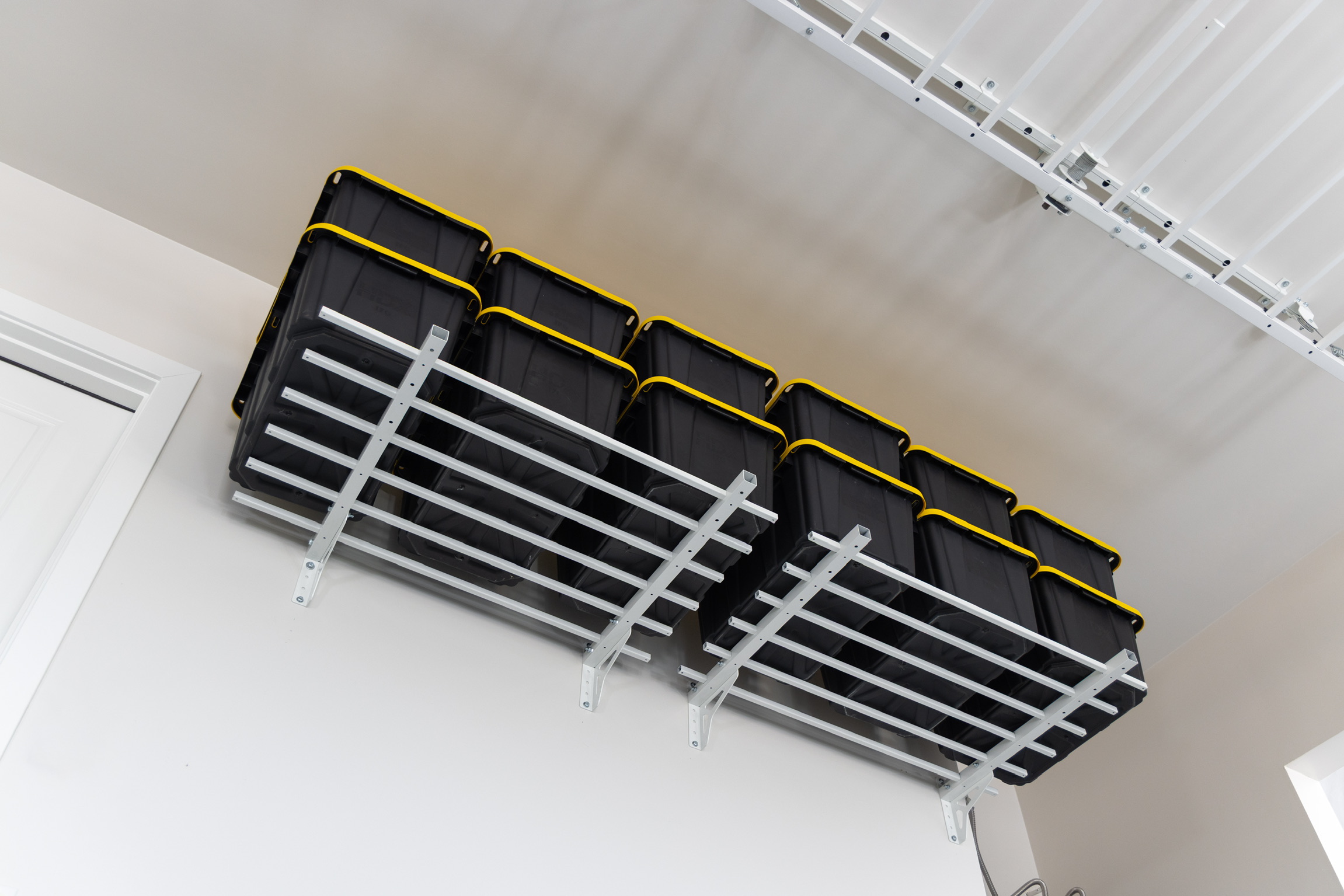 Organized storage zones in a garage