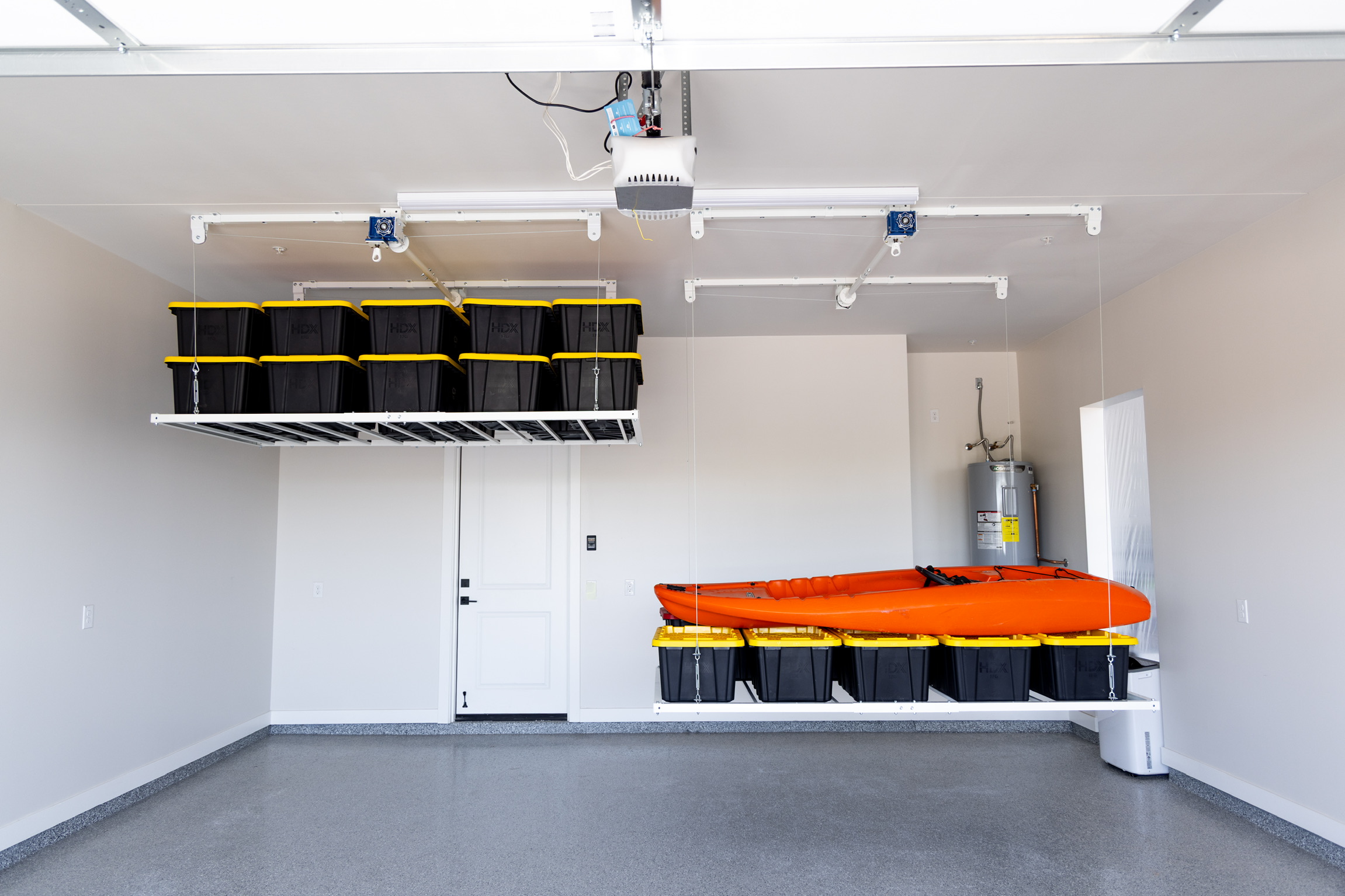 Wall storage system installed in garage